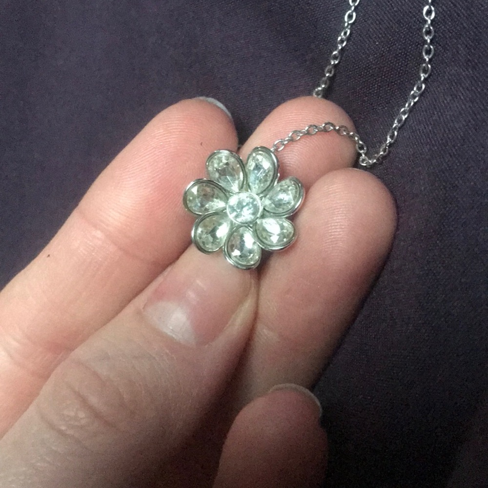 Genuine Swarovski Brand Silver Flower Necklace